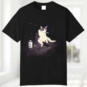 Funny Smoking Cat Meme Shirt – Gen Z Cool Cat Unisex Tee 24